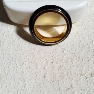 Black Jade Spinner Band Ring Vermeil Yellow Gold Sterling Silver